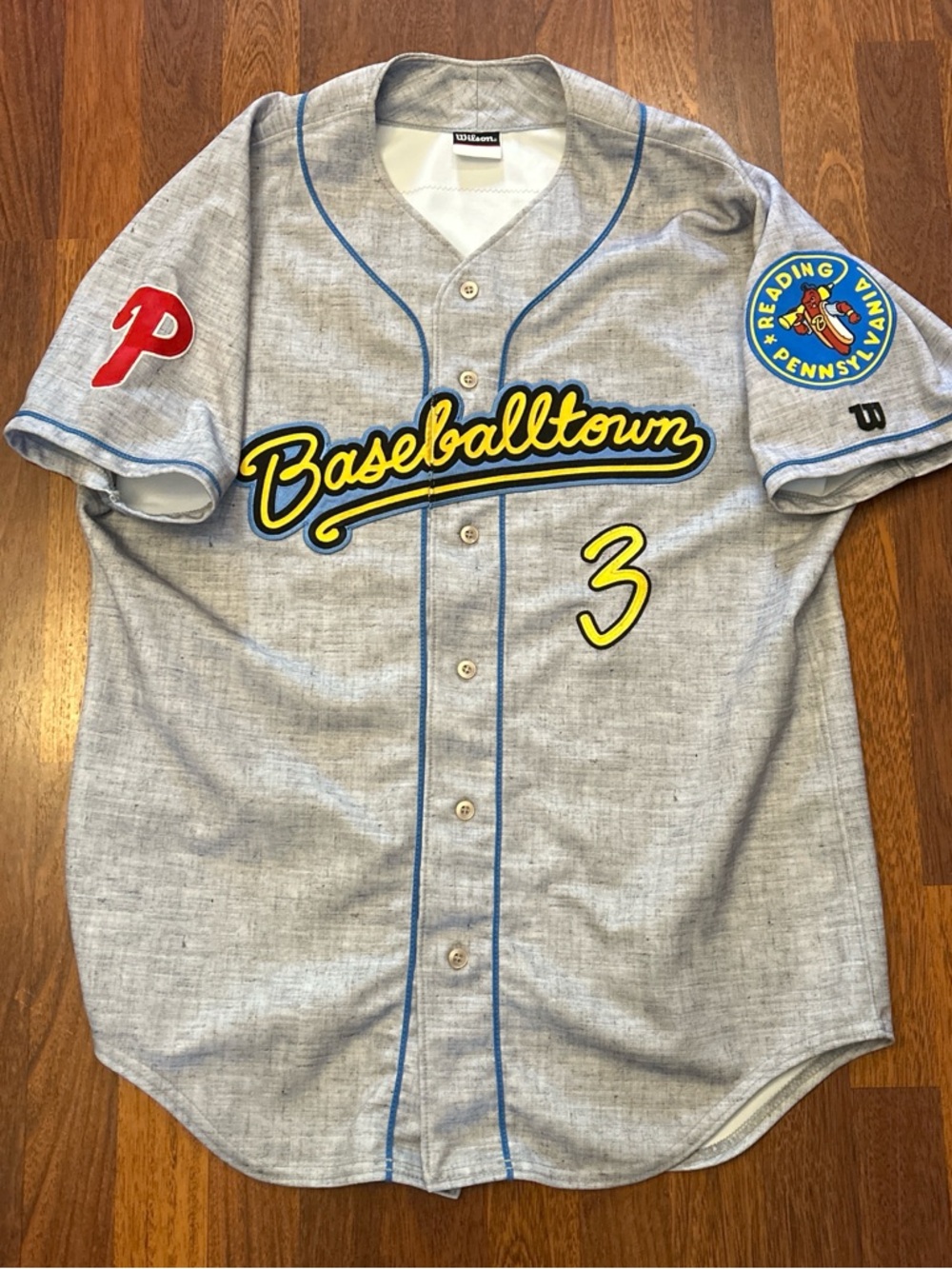 Wilson Baseballtown Reading Phillies Minor League Baseball Jersey Large